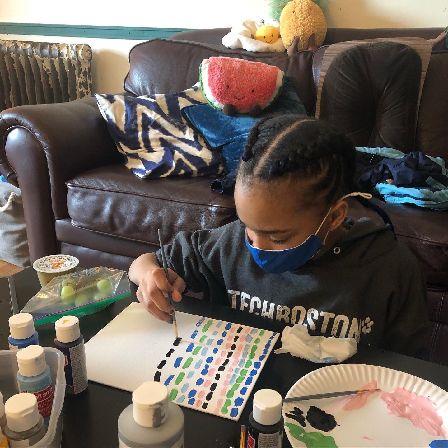 Spring is in the air! 🌼🌷🌸🌻🌹#almawoodseythomas lines, dashes, color, and patterns inspired this painting #blackhistorymonth #balckartists #craftclubboston #paintingprocess