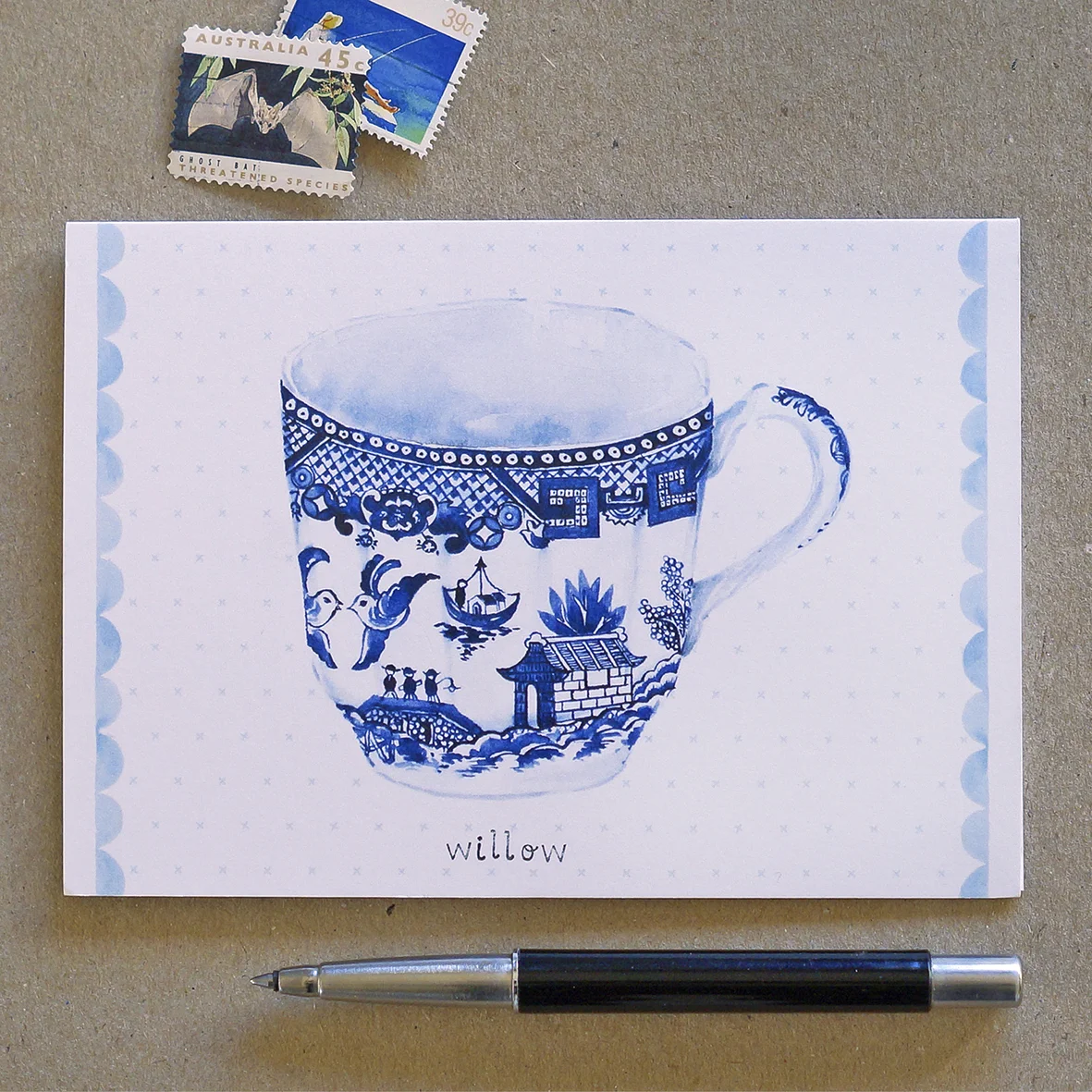 Blue Willow Teacup // blank card