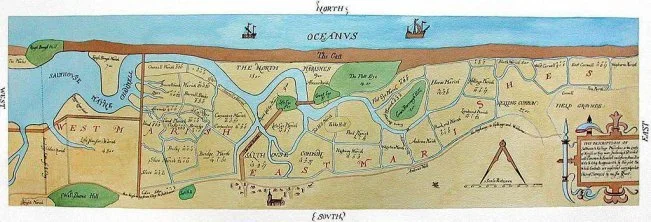Salthouse ancient channel map made by Surveyor John Hunt in 1649.