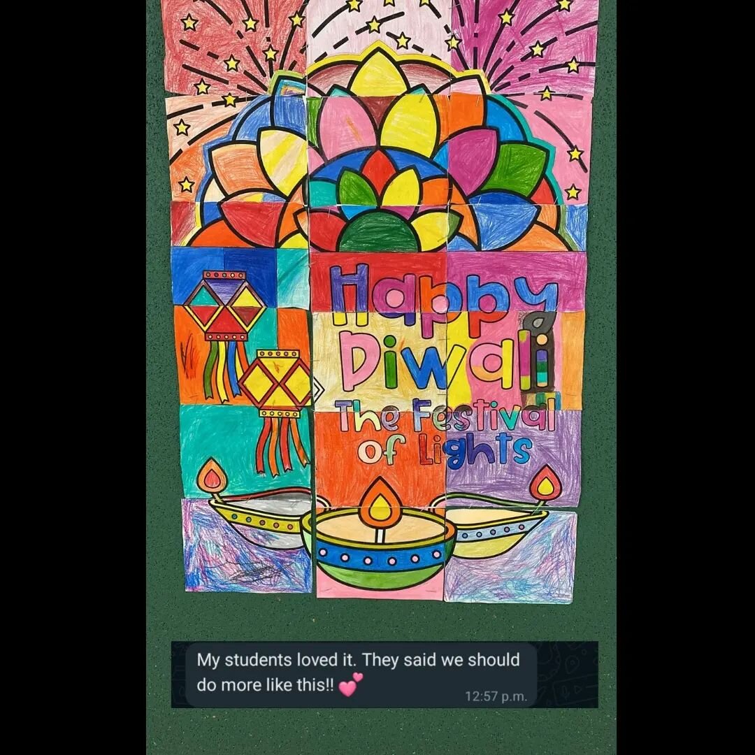 So nice to see something that I've made being used! A super supportive colleague and friend had her Grade 3 class create this poster and shared their feedback 😍😊

#iteachthirdgrade #grade3 #diwali #diwaliatschool #diwaliintheclassroom