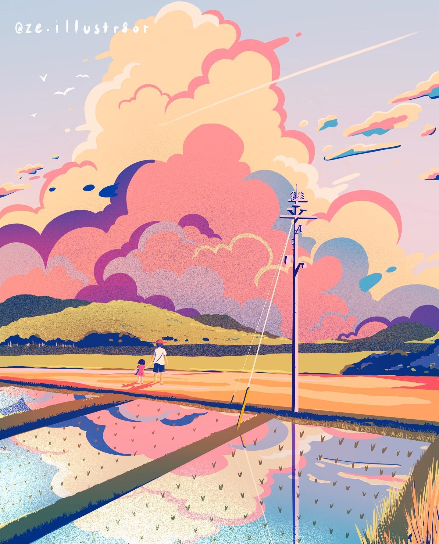 I don't usually do sceneries bacause I've been trying to improve on drawing people. But I I felt like doing it this time as I remember some of my fondest memories with my grandfather. He owned a farm and one day I asked him how big our farm is. His r