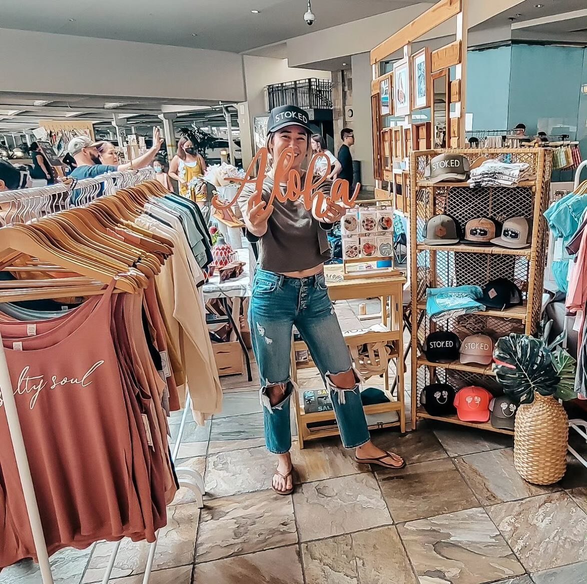 From coast to coast, @tiysclothing is all about sun, salt, sea, and sand ☀️🌊🏖️

✨Tomorrow✨ drop by our Ala Moana Center Market and check out some of their vintage style embroidered tees, sweatshirts, and hats! They&rsquo;ve got that ultra soft and 