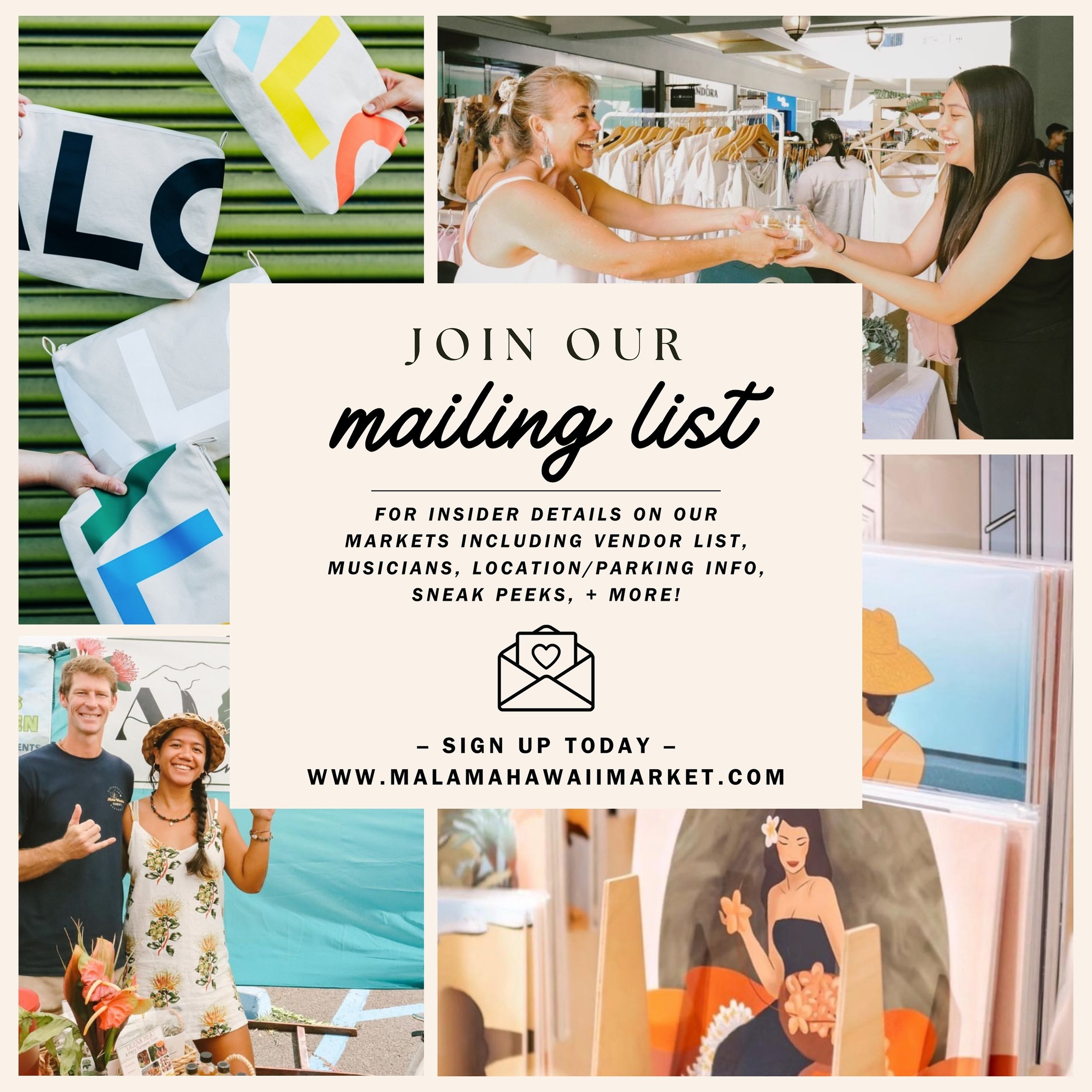 Are you subscribed to our email newsletter? 💌

ICYMI 〰️ We send out a once per week newsletter a few days before each of our markets with ALLLLL of the market deets including a list of participating vendors, location/parking info, which musicians wi