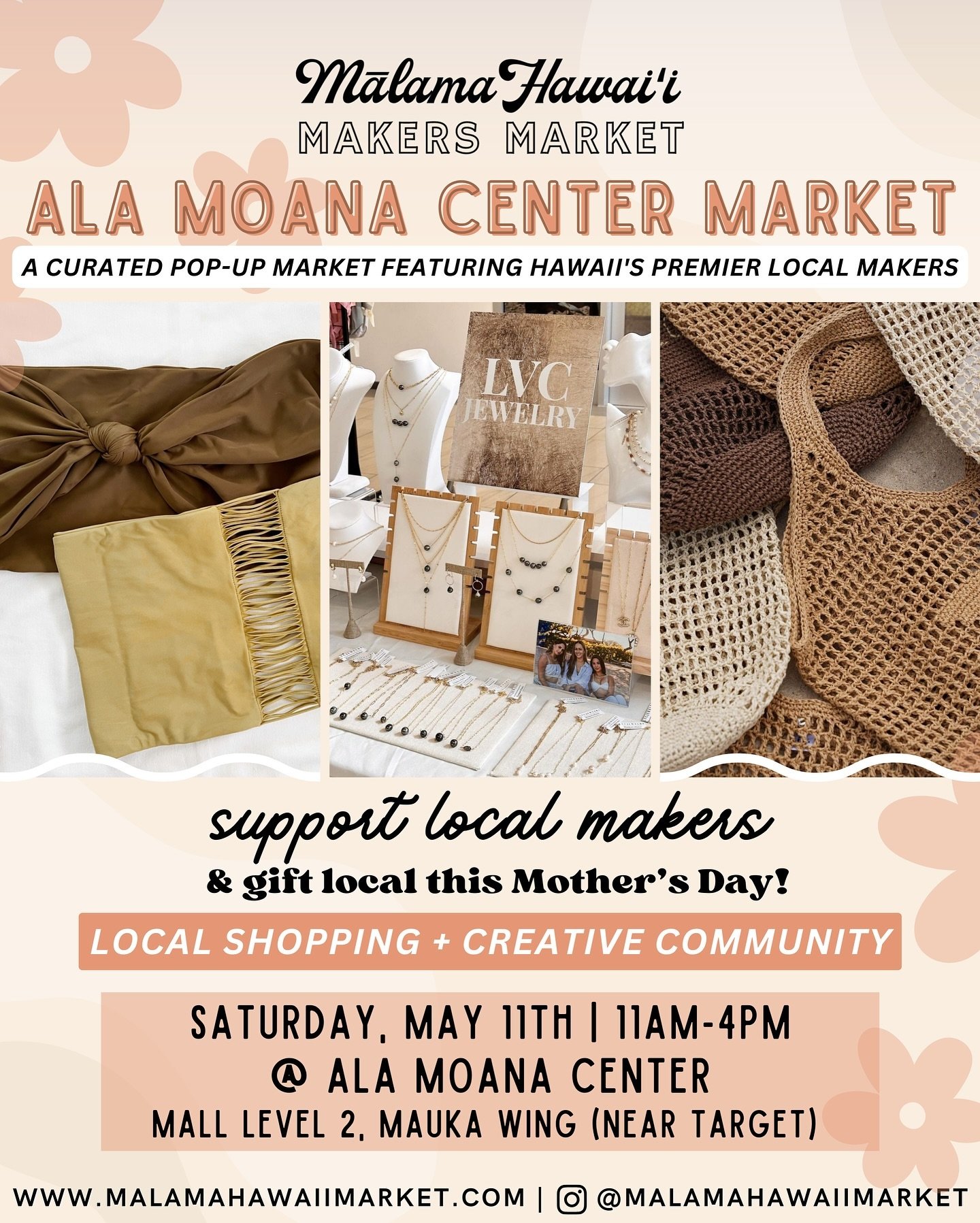 Shop local makers &amp; gift local this Mothers Day at our Ala Moana Center Market 〰️ THIS SATURDAY, May 11th 💕

Discover our curated lineup of over 50 of Hawaii&rsquo;s premier small businesses all in one place! From hand-sewn, size inclusive swimw
