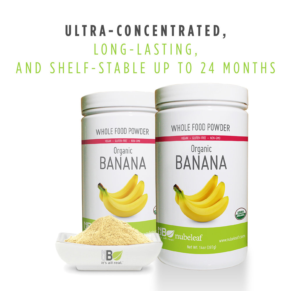 Nubeleaf Banana Powder - Non-GMO, Gluten-Free, Organic, Vegan Source of Fiber & Vitamins A, C, B6- Single-Ingredient Nutrient Rich Superfood for