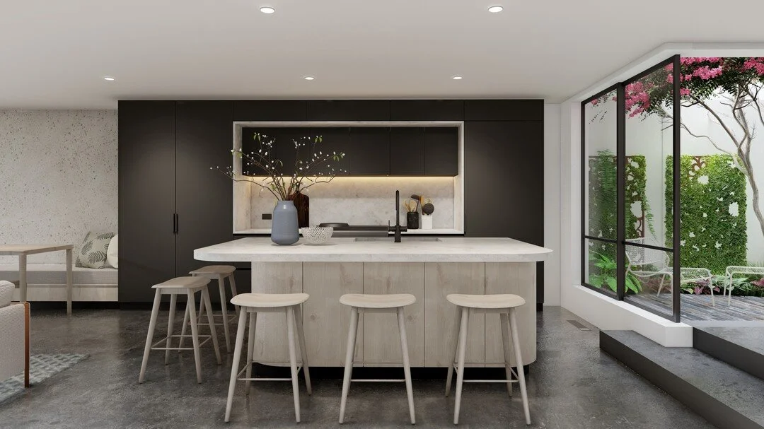 | NORTH SYDNEY |

Downsizing from their family home in suburbia, our clients tasked us with delivering them a fun inner city pad, that retained the modern aesthetic of the existing semi, but stamped a bolder personality on the space.

Originally hesi