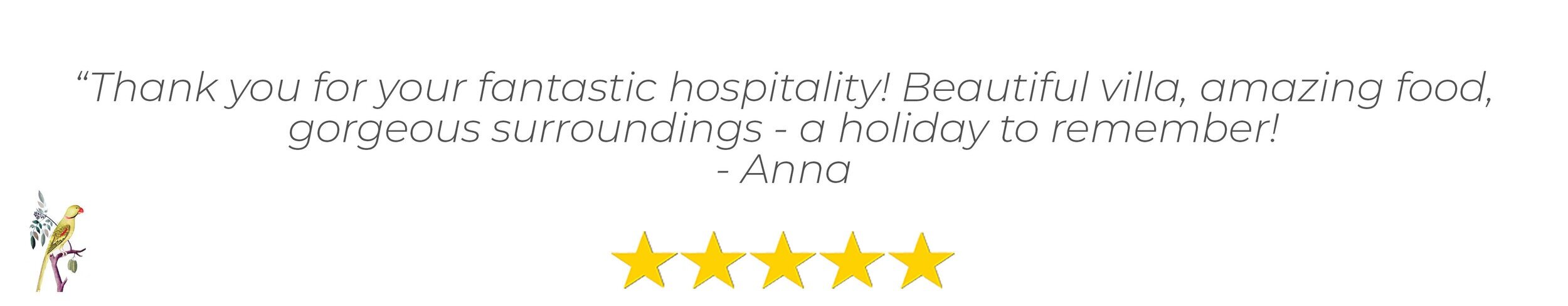 A five star review from guest Anna