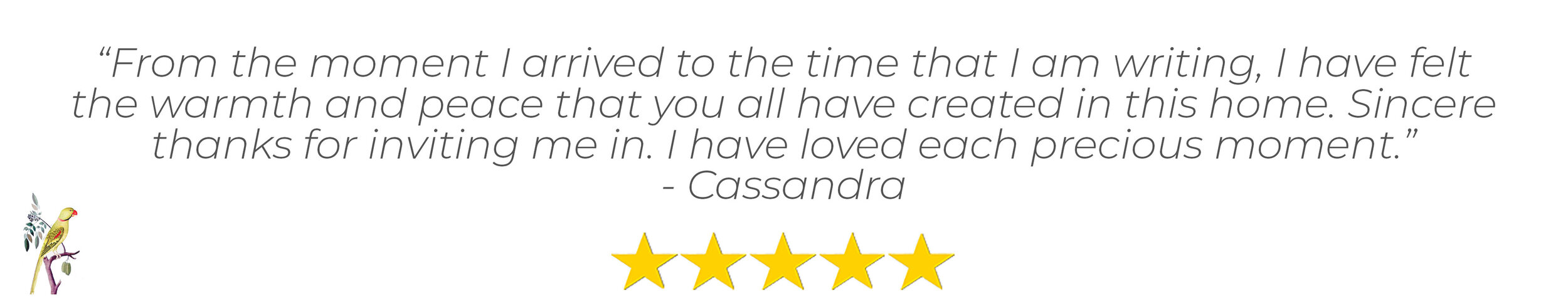 A five star guest review from Cassandra