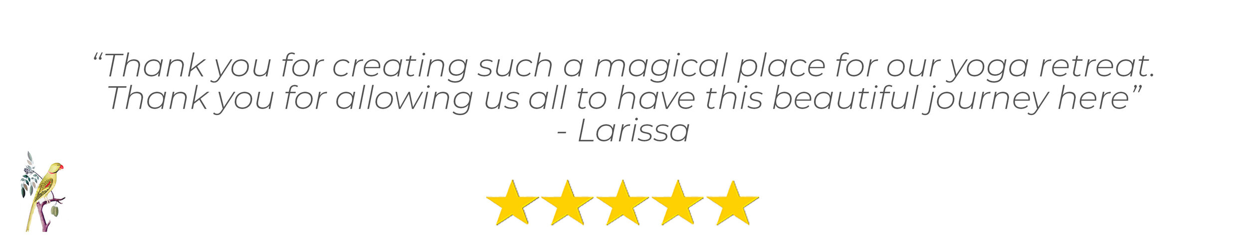 A five star review from Lua Cheia guest Larissa