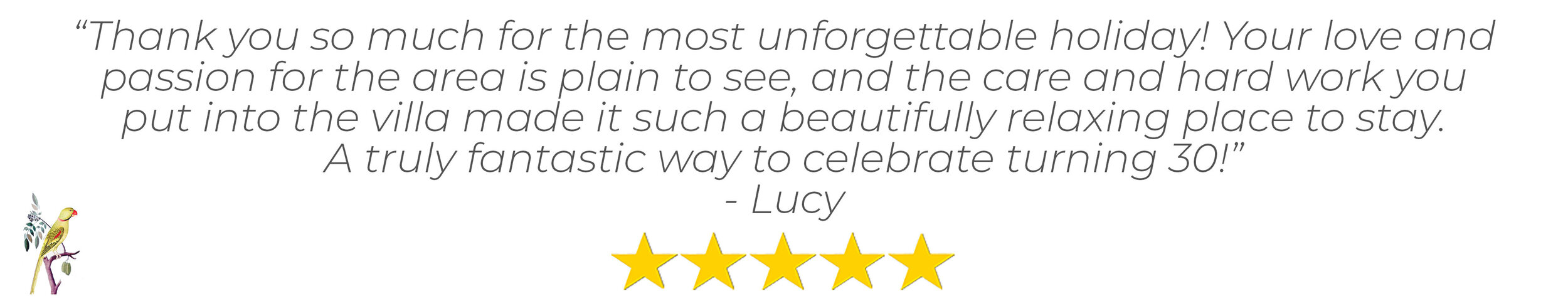 A five star review from Lua Cheia guest Lucie