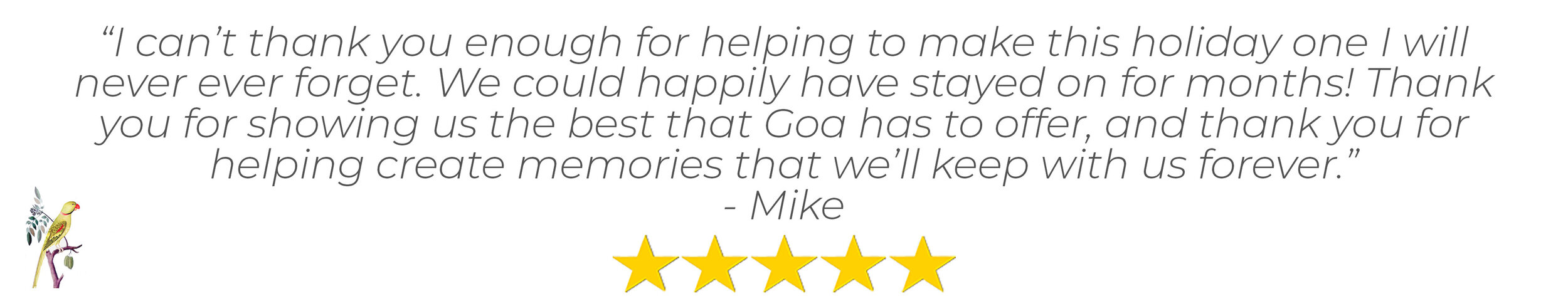 A five star review from Lua Cheia guest Mike