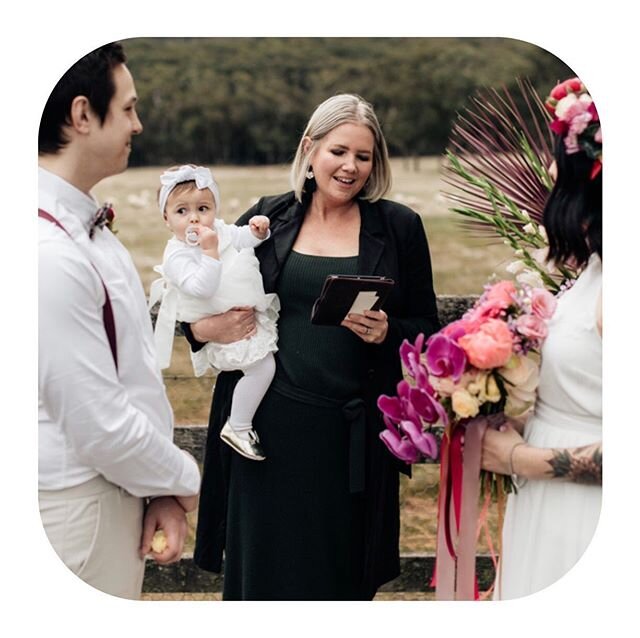 BABE &bull; hand me the cute lil babe any day of the week..! Margo wanted all three of us through the ceremony &amp; we just totally went with the flow....
⠀⠀
Mum, to Dad, to Erin to Mum... musical babe &amp; we loved every minute. To be honest Chloe