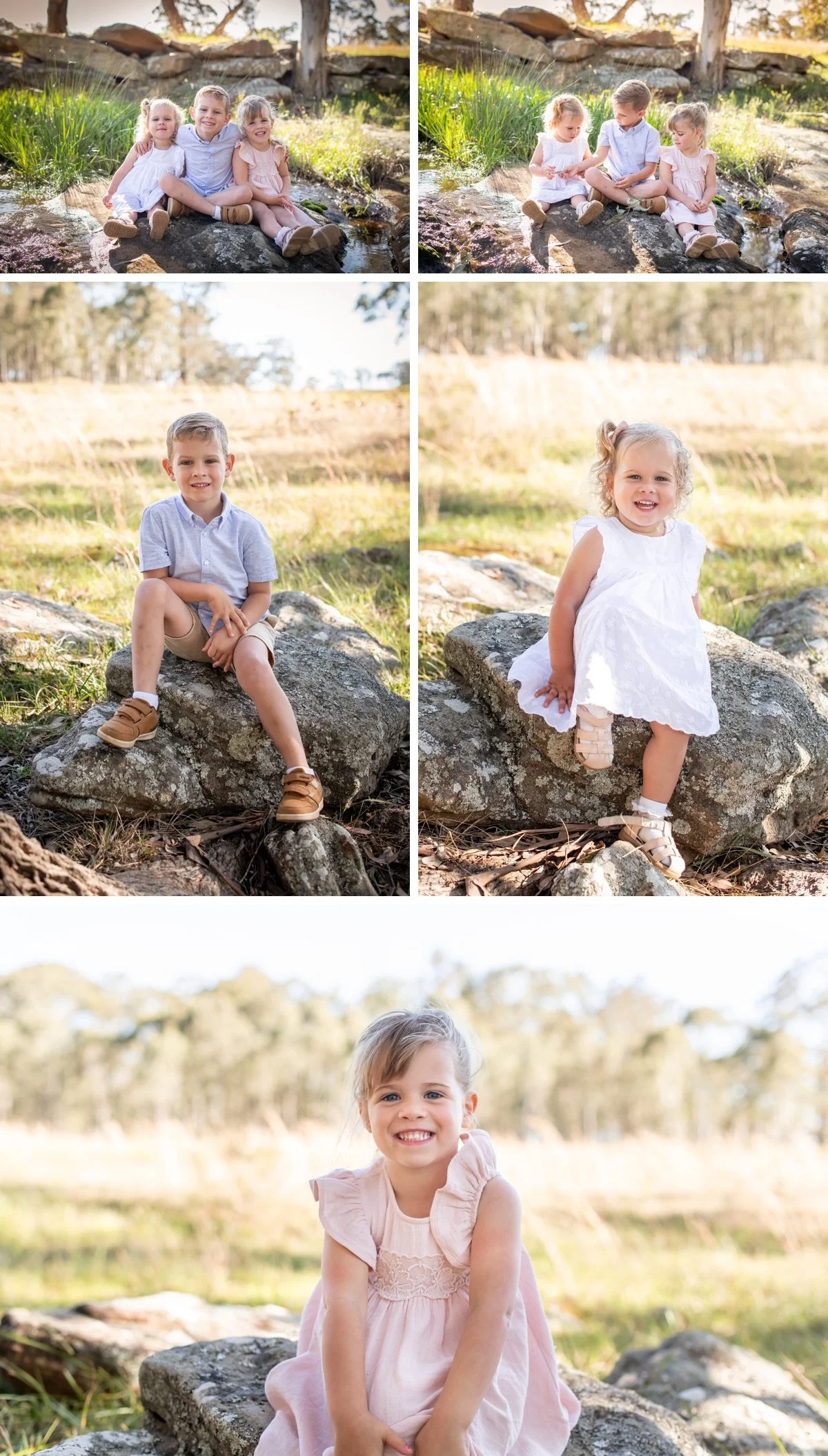Famiily with three children having photos on their Hawkesbury property