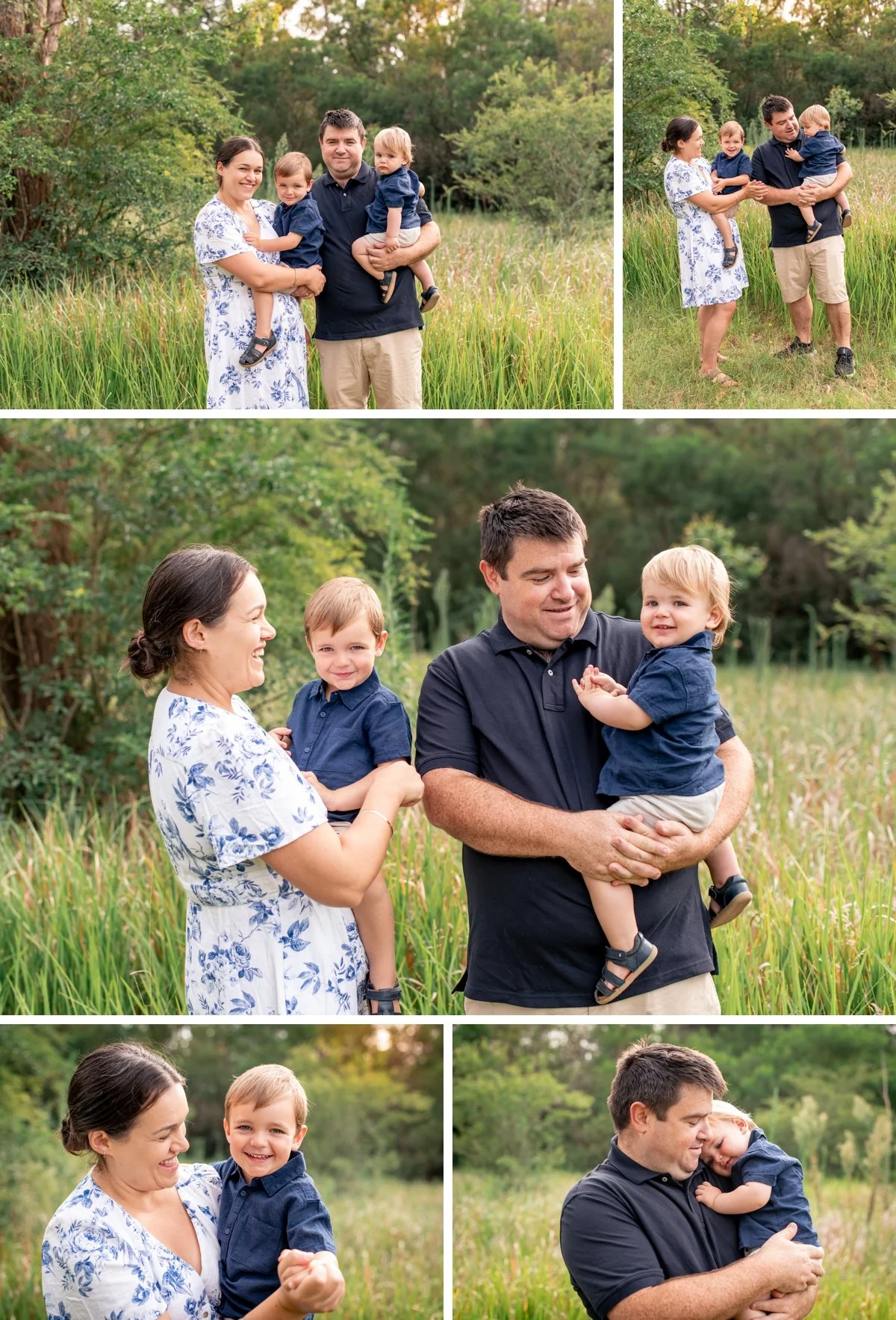 Family with two young boys having family photos in the Hawkesbury