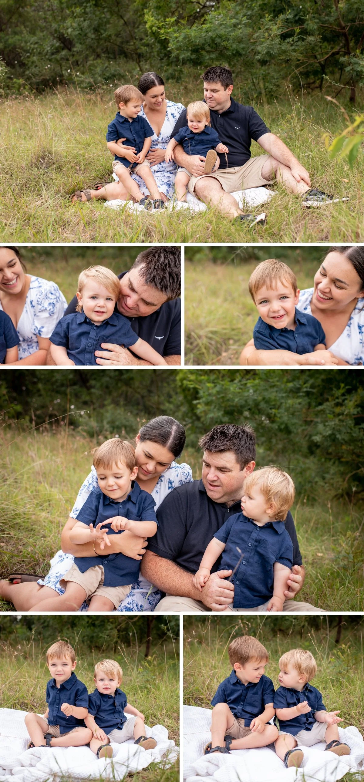 Family with two young boys having family photos in the Hawkesbury