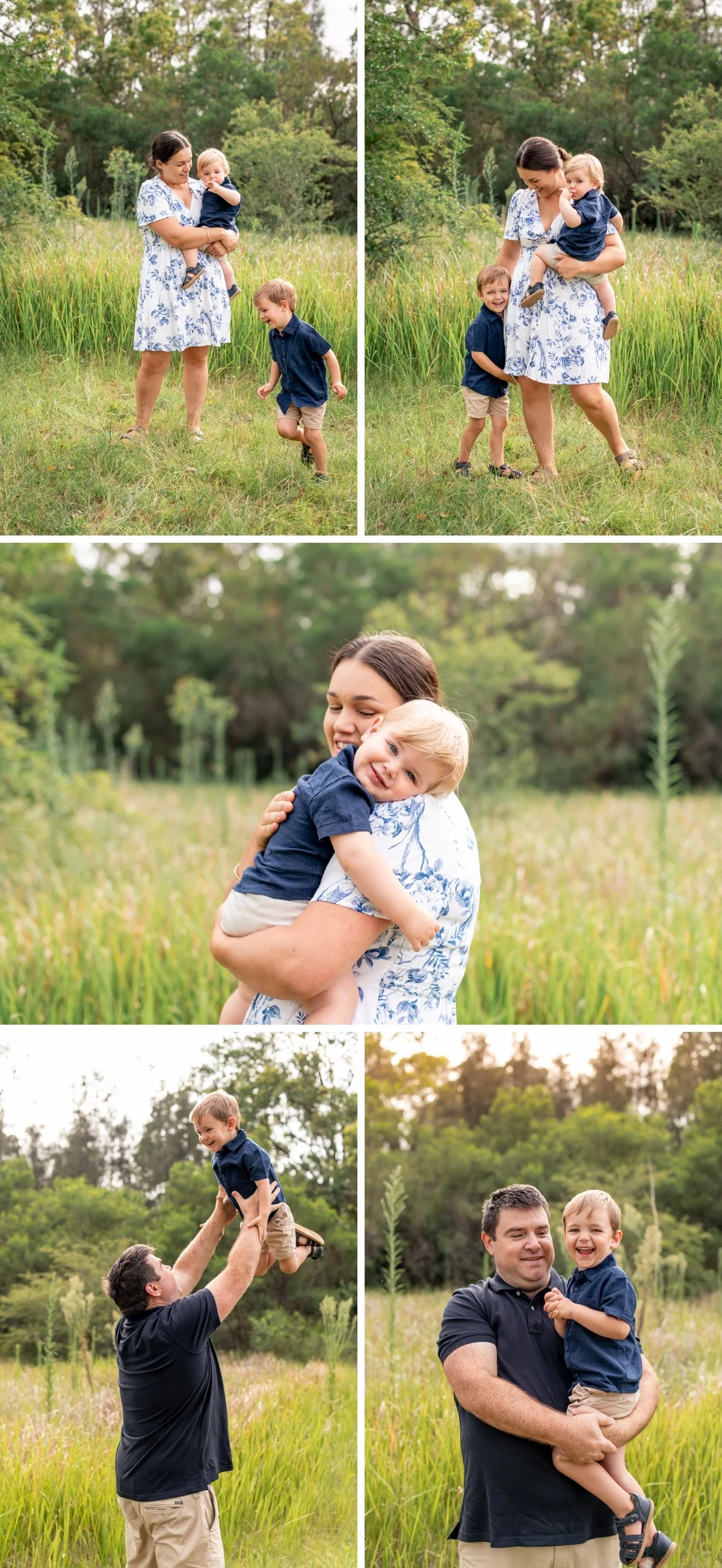 Family with two young boys having family photos in the Hawkesbury