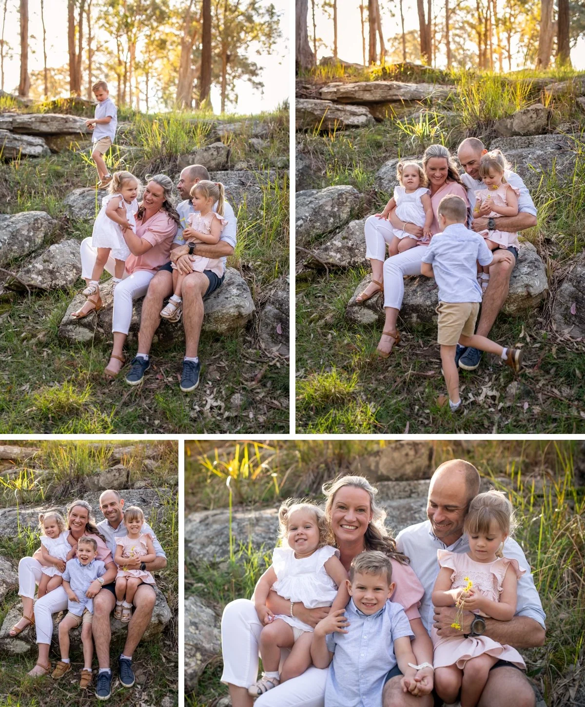 Famiily with three children having photos on their Hawkesbury property
