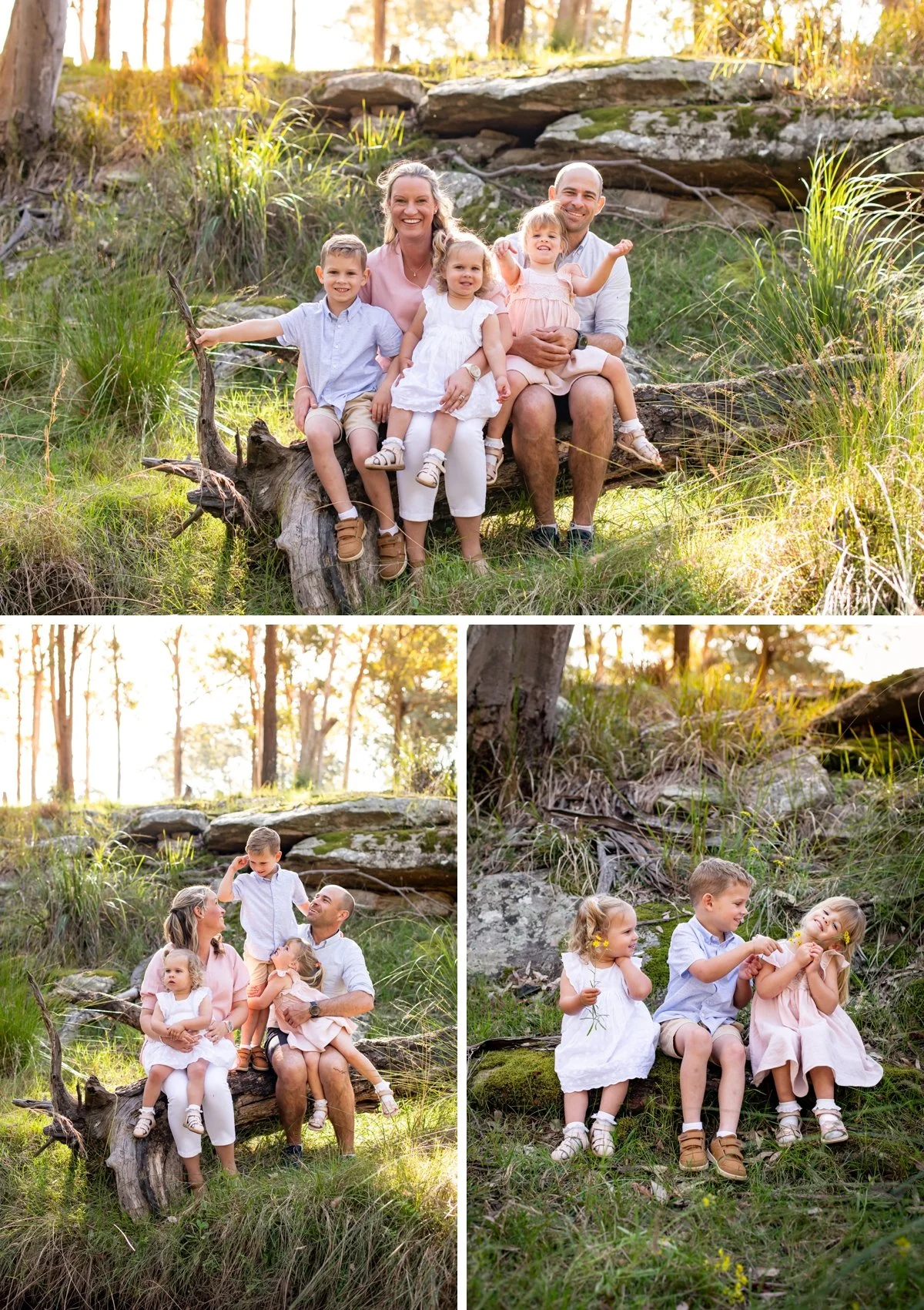 Famiily with three children having photos on their Hawkesbury property