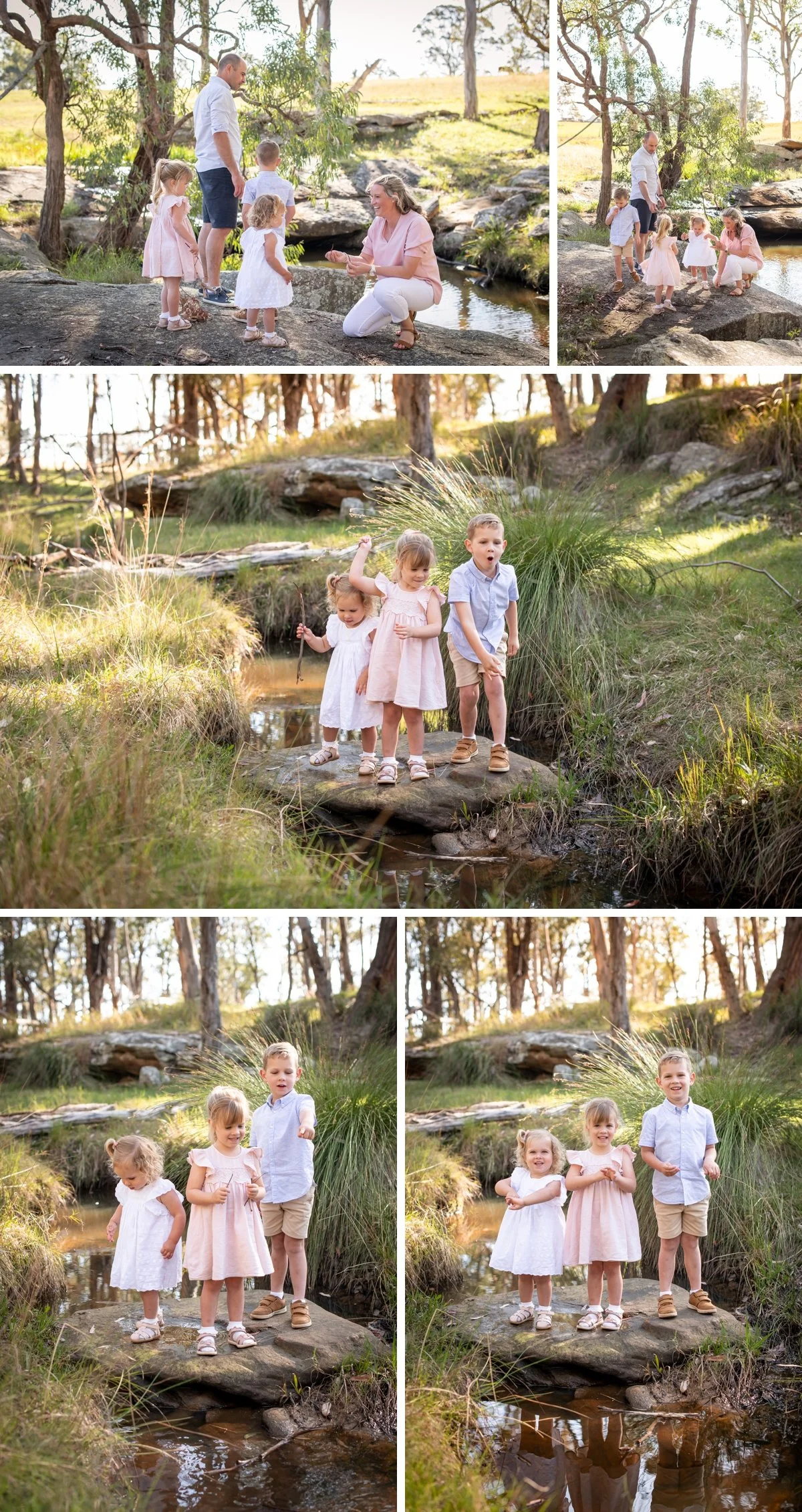 Famiily with three children having photos on their Hawkesbury property