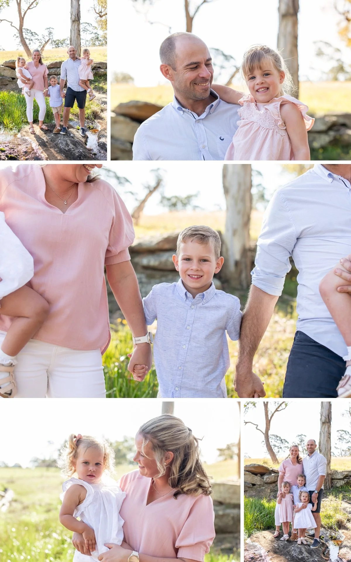 Famiily with three children having photos on their Hawkesbury property