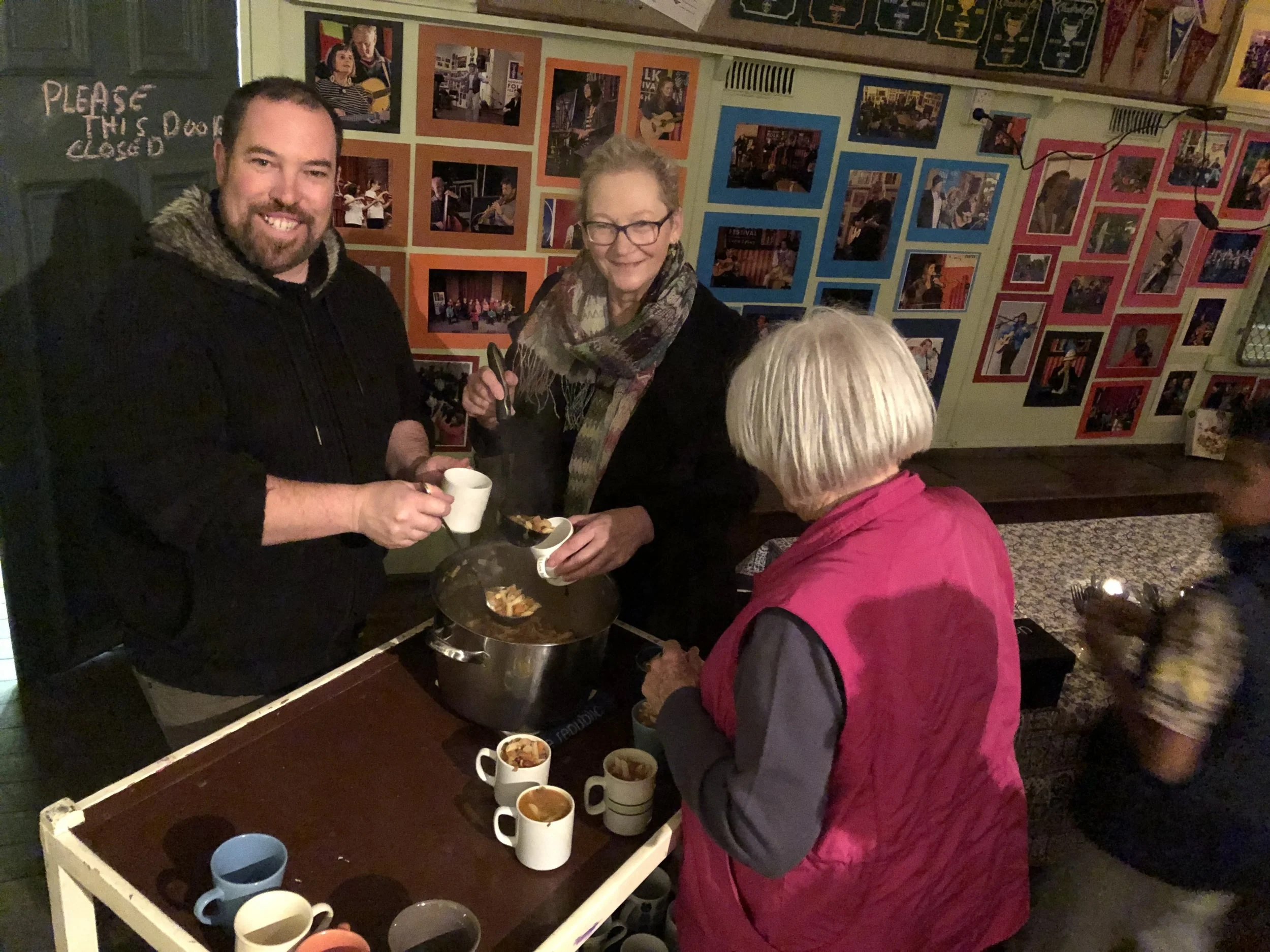 Fabled Nights by the Fire; vege soup served by Cam who also hosted and kept the wheels turning