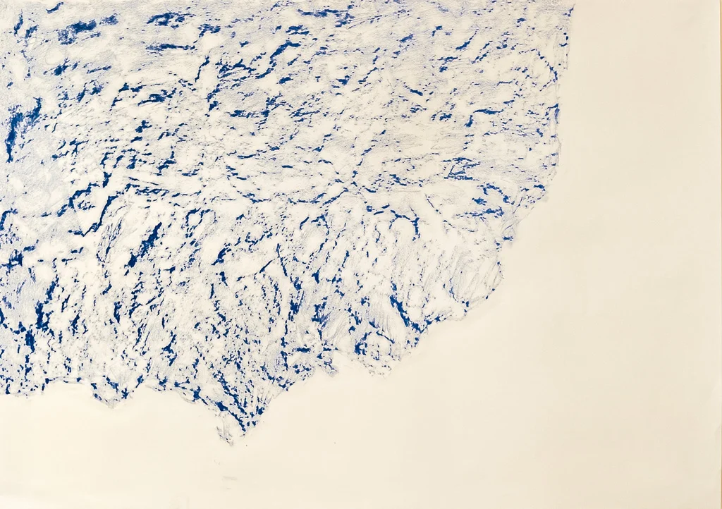 Possible Impressions, 2014 Blue conte frottage, 80 x 50 cm