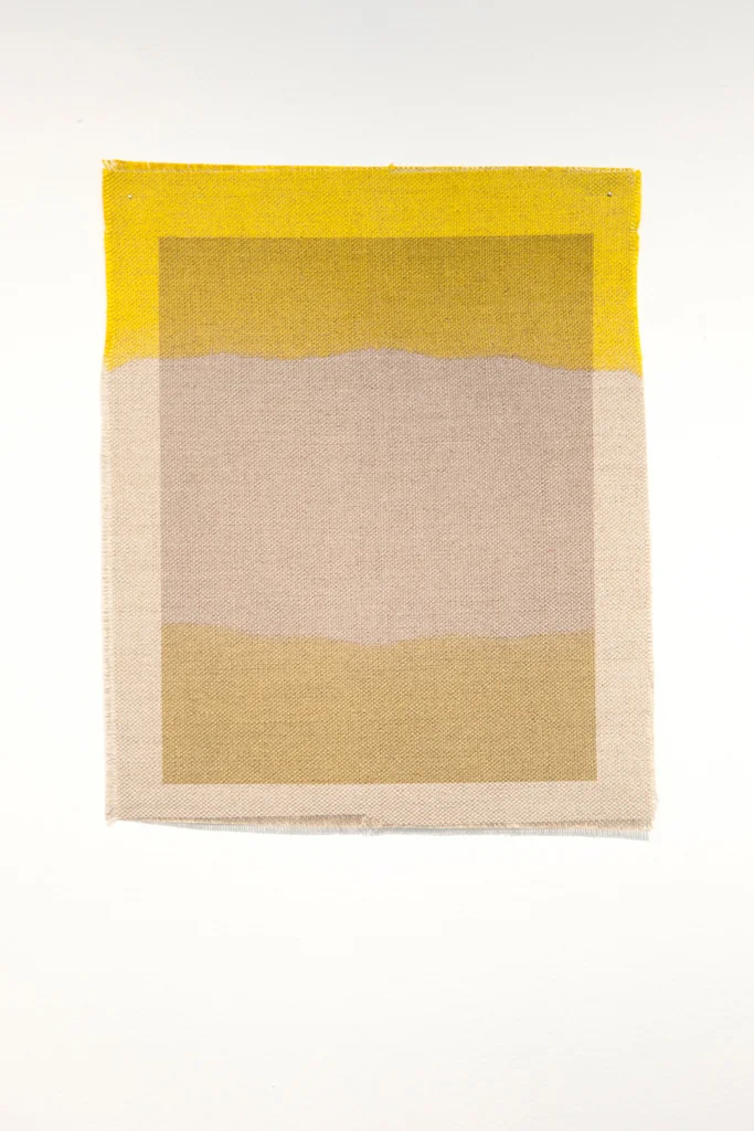 Three Quarter Passes, yellow, 2012. Inkjet ink used as dye, inkjet print on canvas, 21 x 25 cm