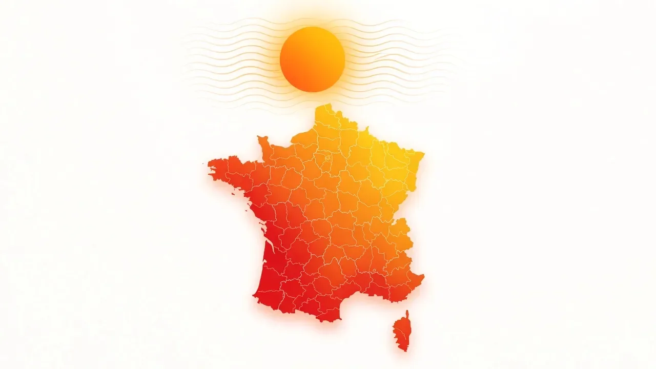 Carte de France sous la chaleur de l'été 2026