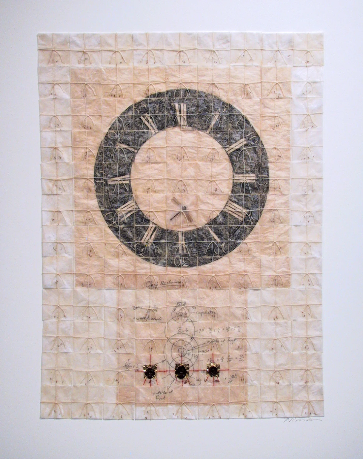 Clock VI, mixed media on board, 30 x 24 inches, 2005.