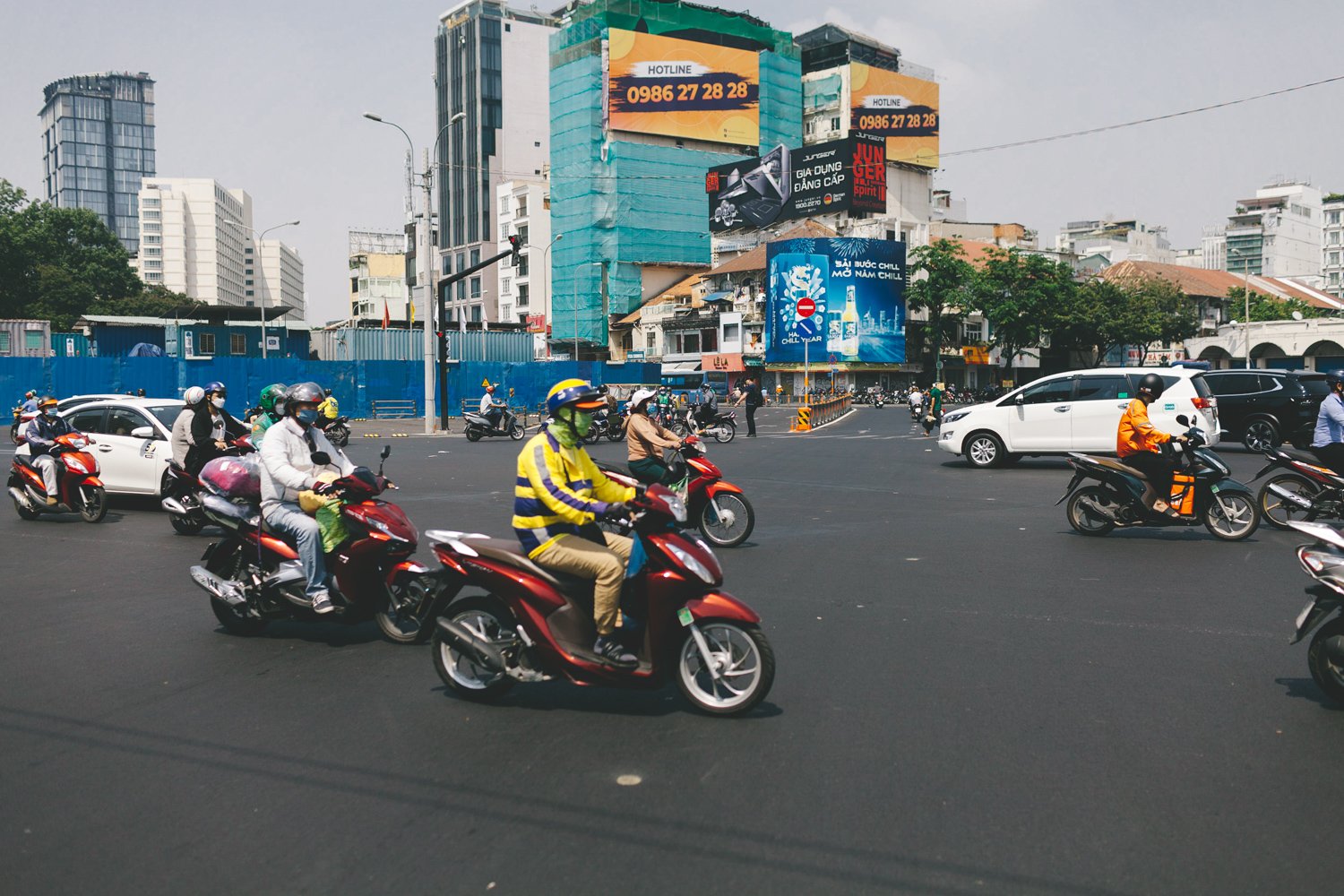 Busy City Intersection - Urban Motion in Black and White