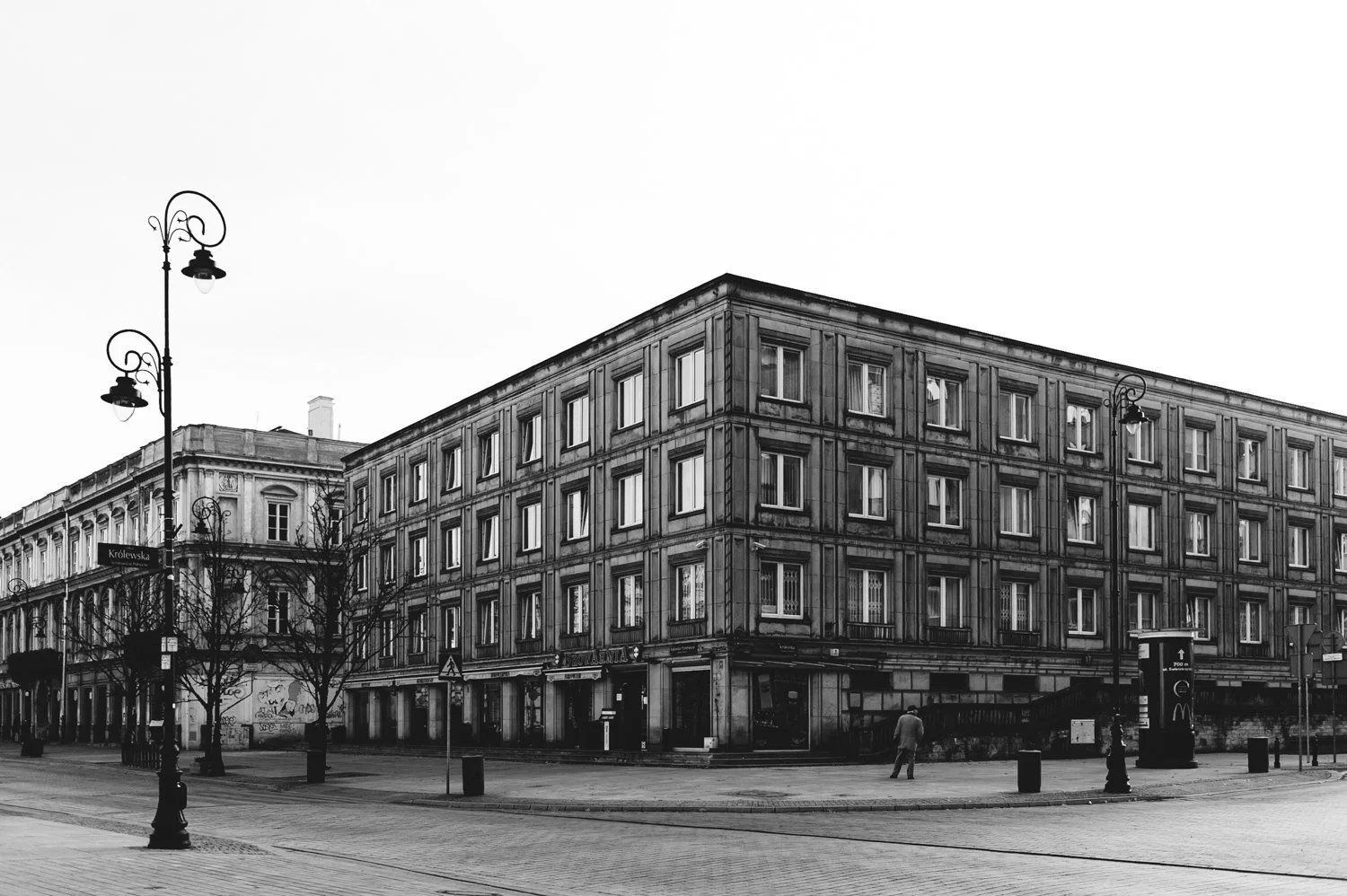 Classic European Corner Architecture - Black and White Urban Landscape