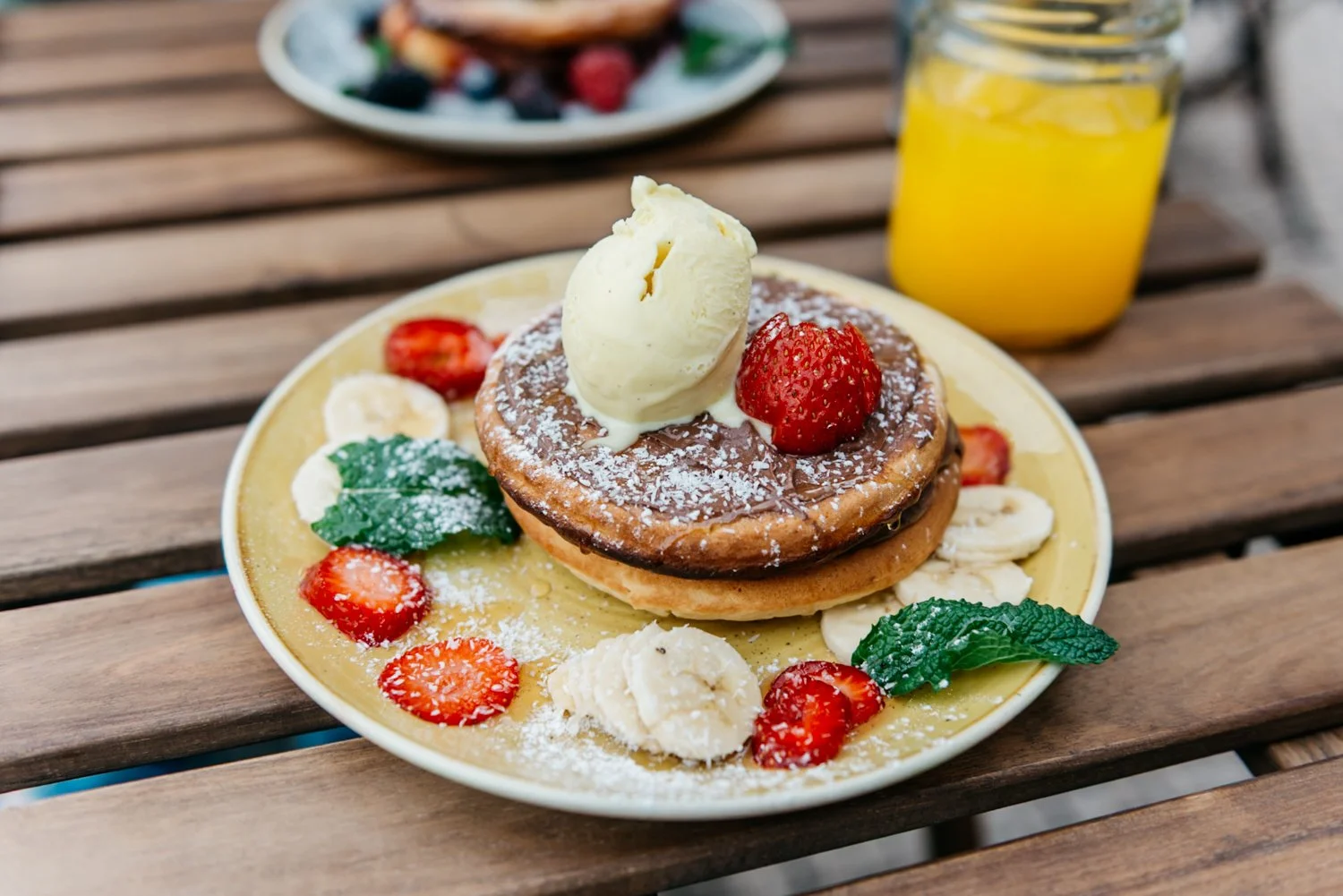 Influencer shot of a breakfast edited with FUji 400h