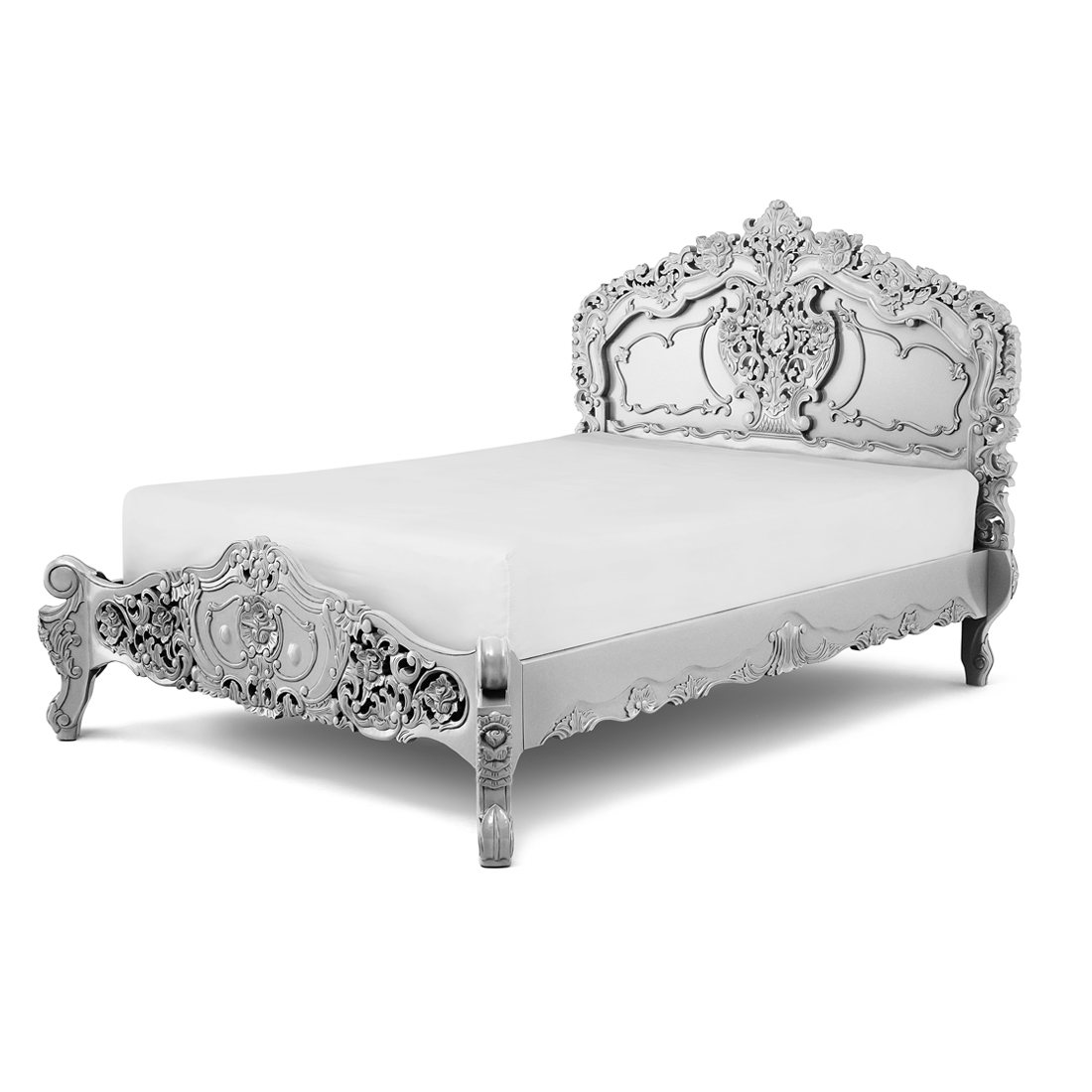 Silver Rococo Bed