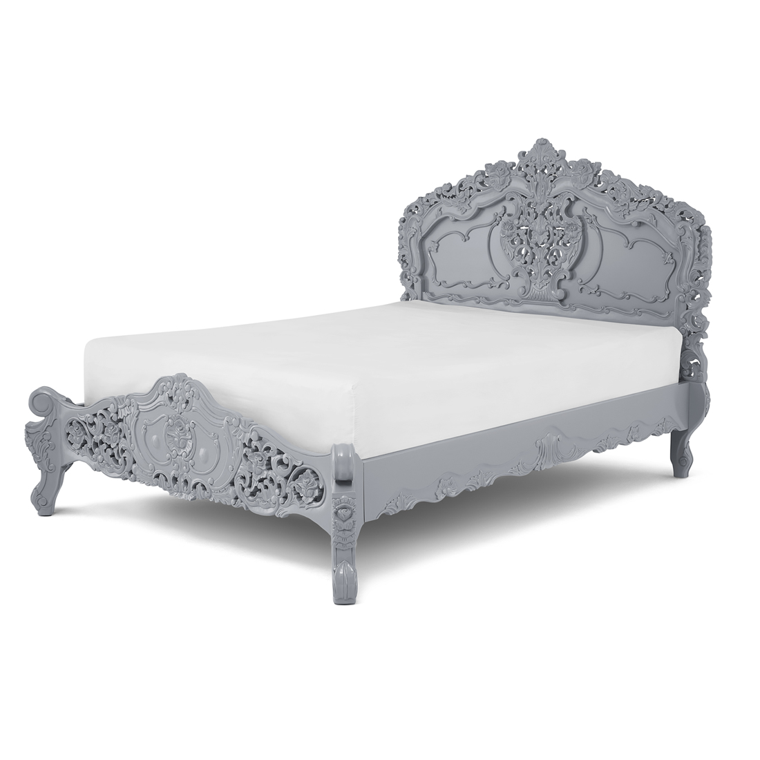 Grey Rococo Bed