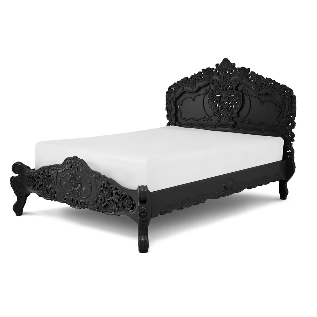 French Rococo Bed in Black — The Rococo Bed by Riviera Home