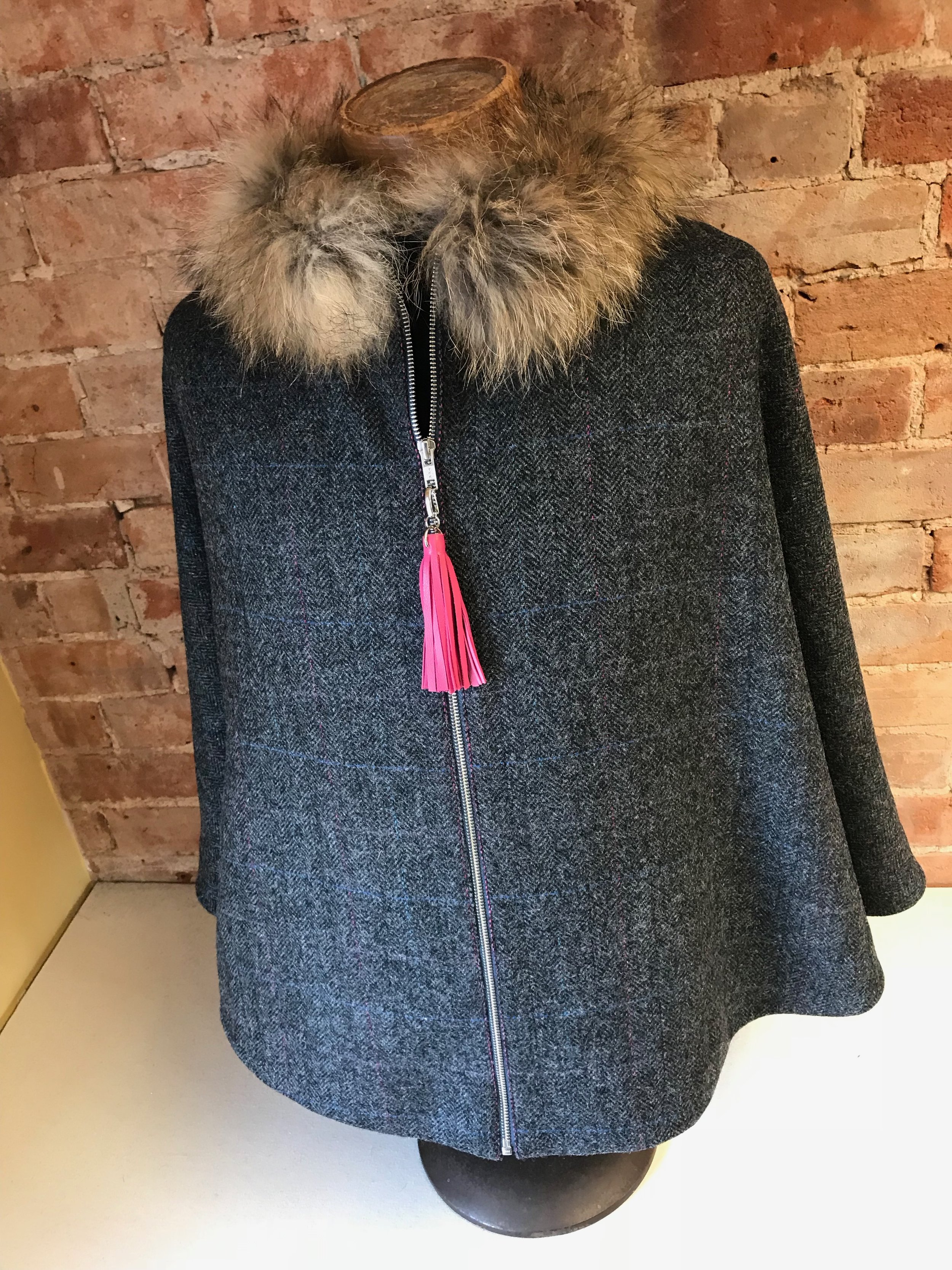 tweed fur cape