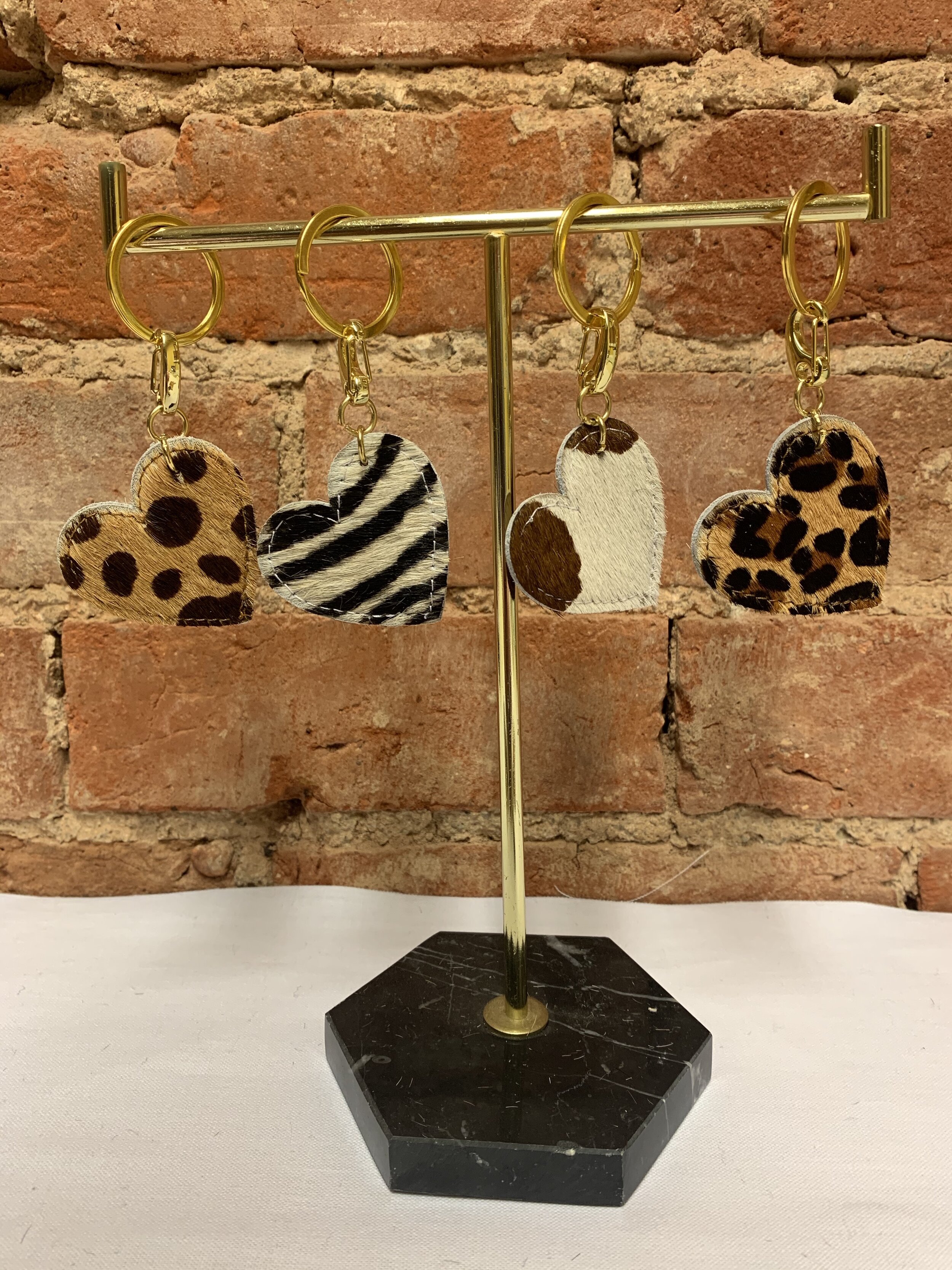 Animal print heart keyring