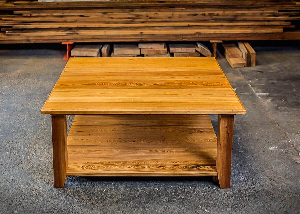 Square Coffee Table In Authentic Reclaimed Cypress The Armored Frog