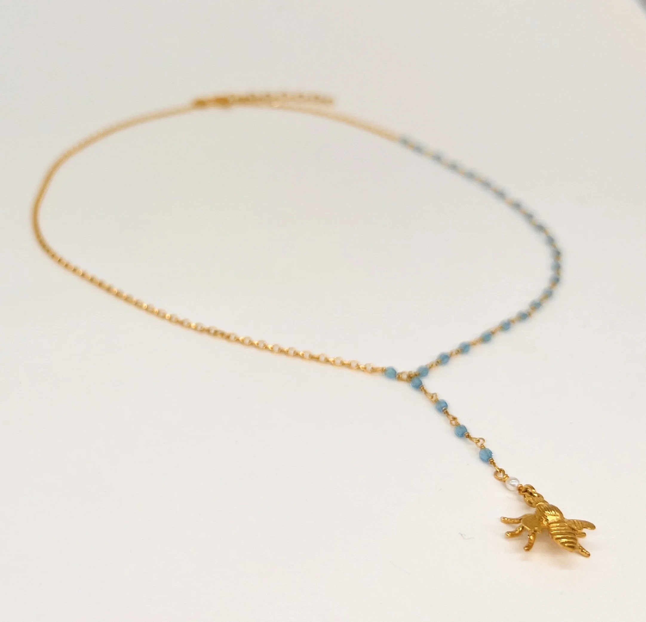 Bee Turquoise Blue Necklace.jpg