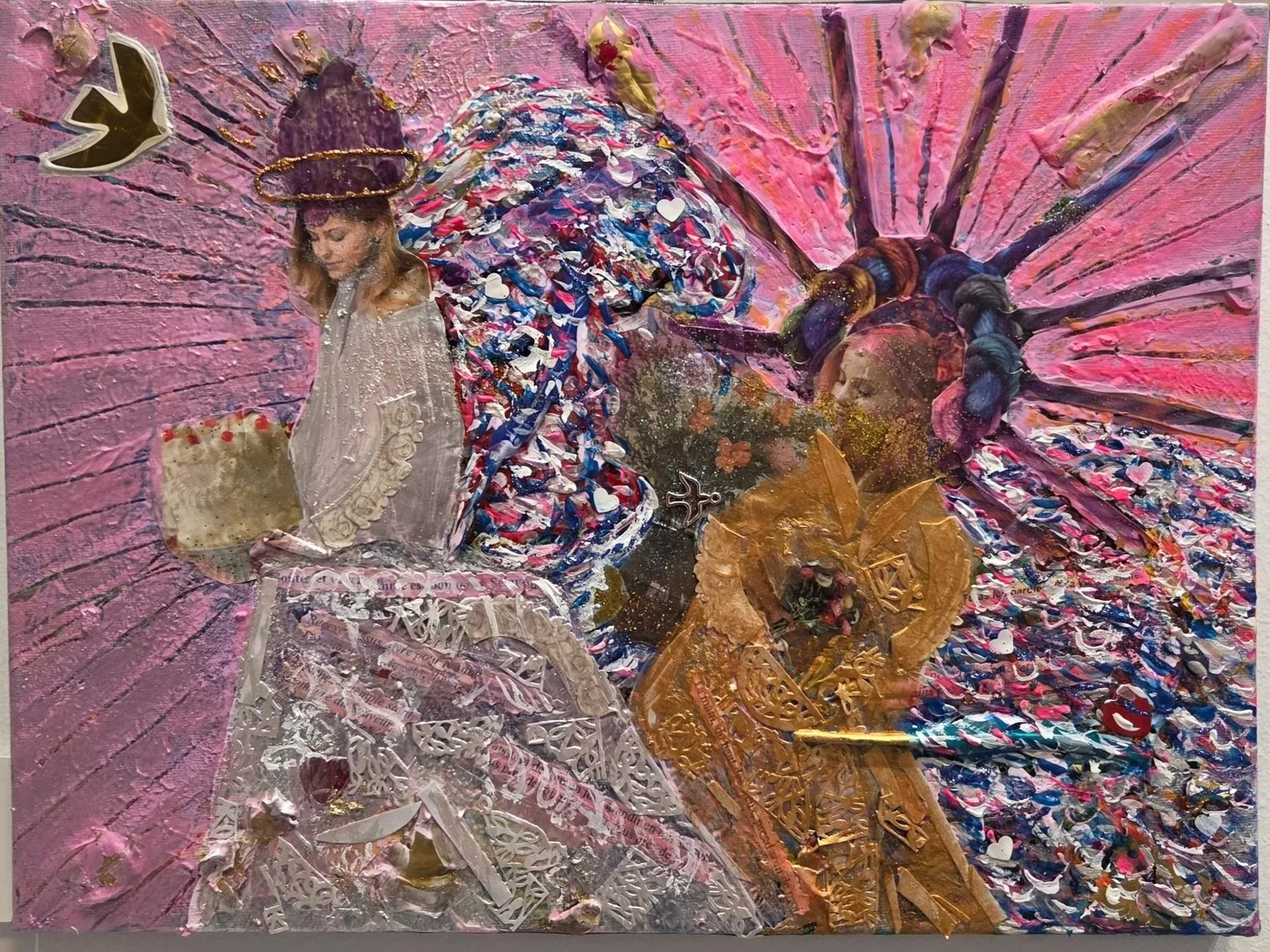 Blissfull blessings 40x30 cm 2026 collage Mixed Media on canvas