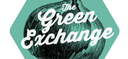 Logo with stylized green earth and white text reading 'The Green Exchange'.