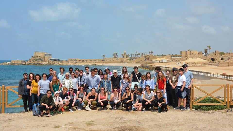 Students, faculty, and fellows at Caesarea, Israel