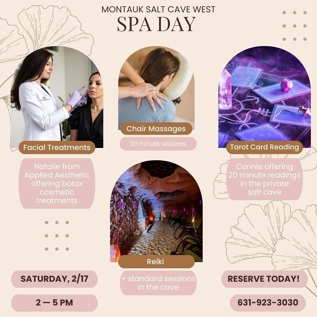 we&rsquo;re hosting a galentine&rsquo;s spa day! 🩷 saturday 2/17 from 12 - 5pm. we&rsquo;ll have reiki, salt cave sessions, tarot card readings, chair massages, and botox facial treatments! call to reserve 631-923-3030 🙋🏼&zwj;♀️