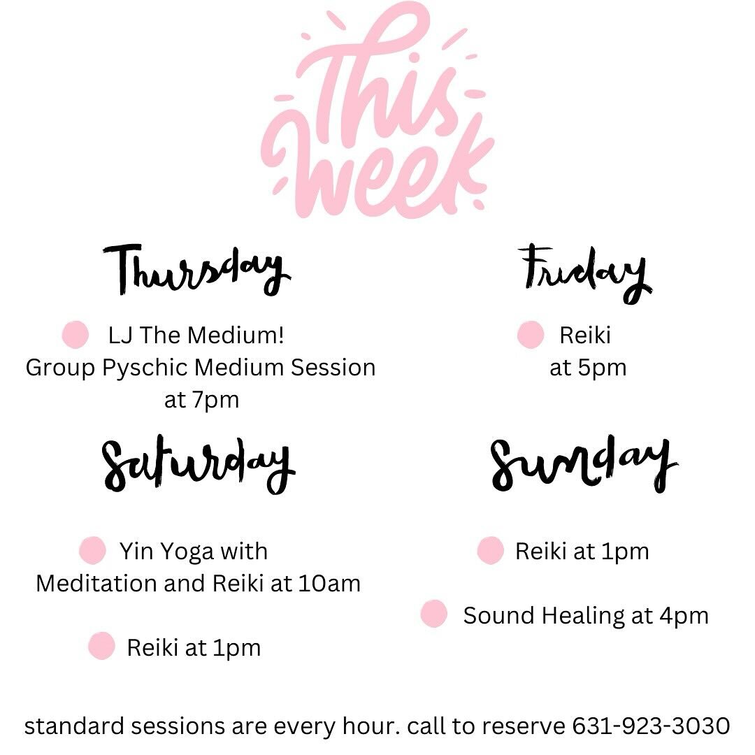 This weekend at the cave!!! 
🩷 @lj_the_medium there&rsquo;s just 2 spots left for tomorrow&rsquo;s session! 
🤍 standard sessions are always available in addition to our special healer sessions, every hour 
🩷 call to reserve! 631-923-3030
