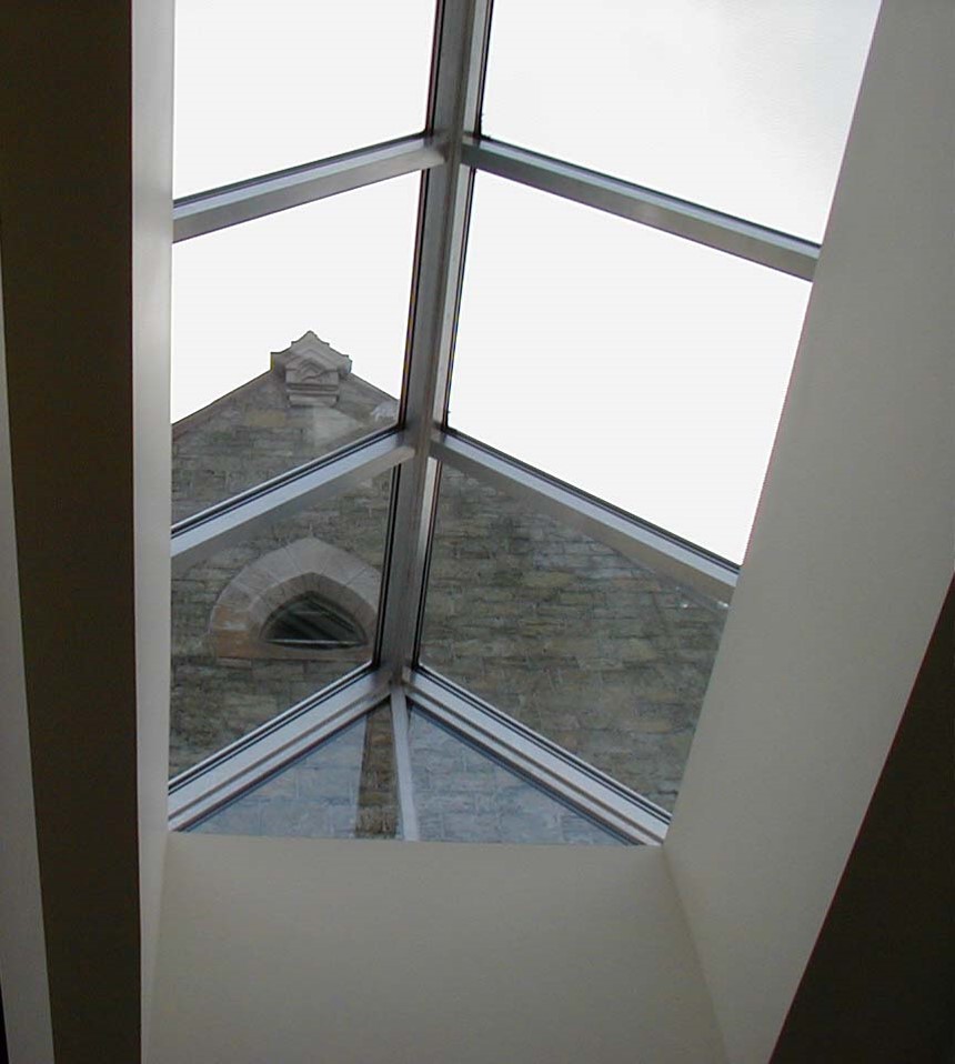 View of 1866 annex from the skylight of 2001 entrance pavilion