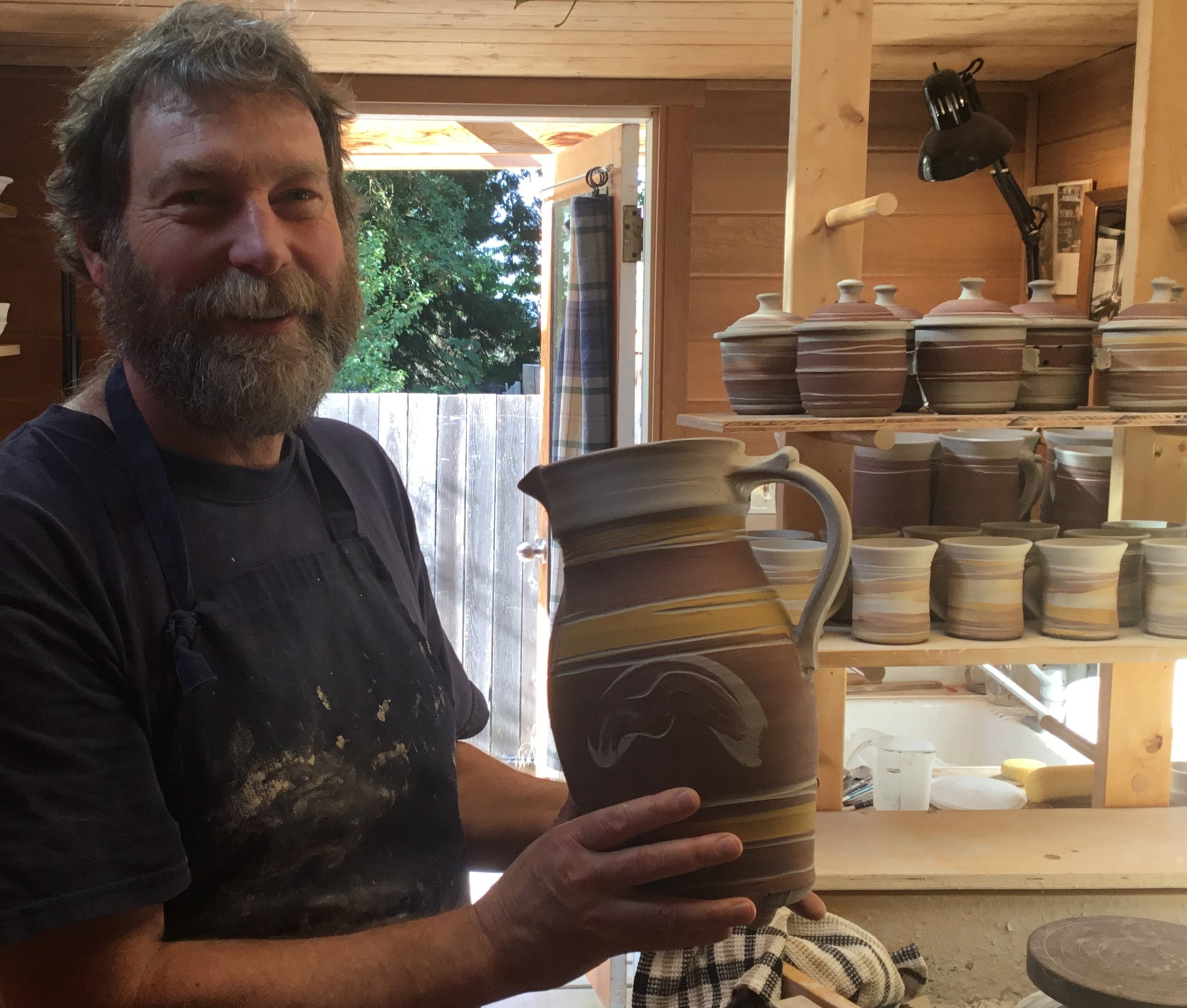 Pottery Jug with slip application