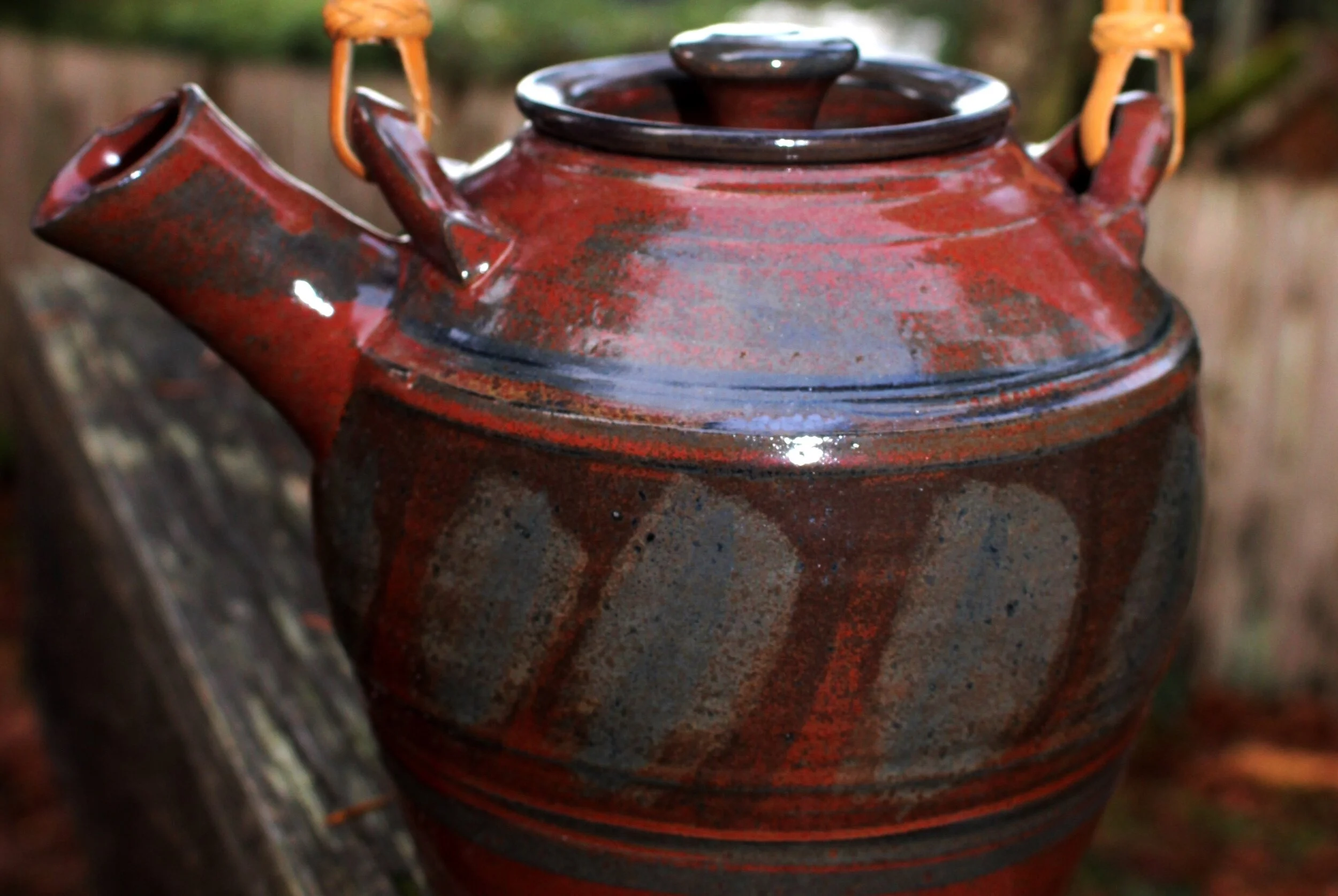 Pottery Teapot Kaki Glaze