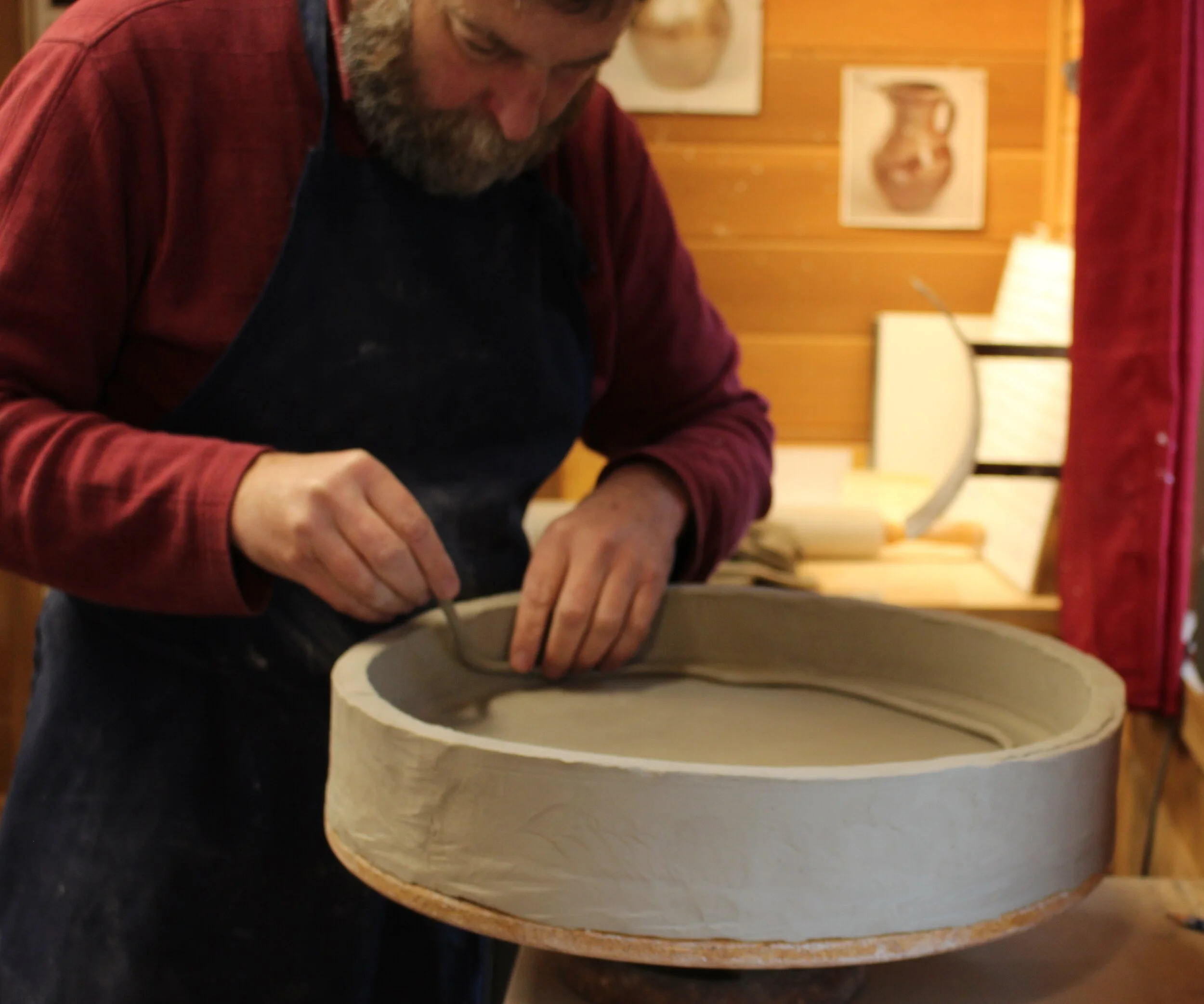 Pottery Platter being formed