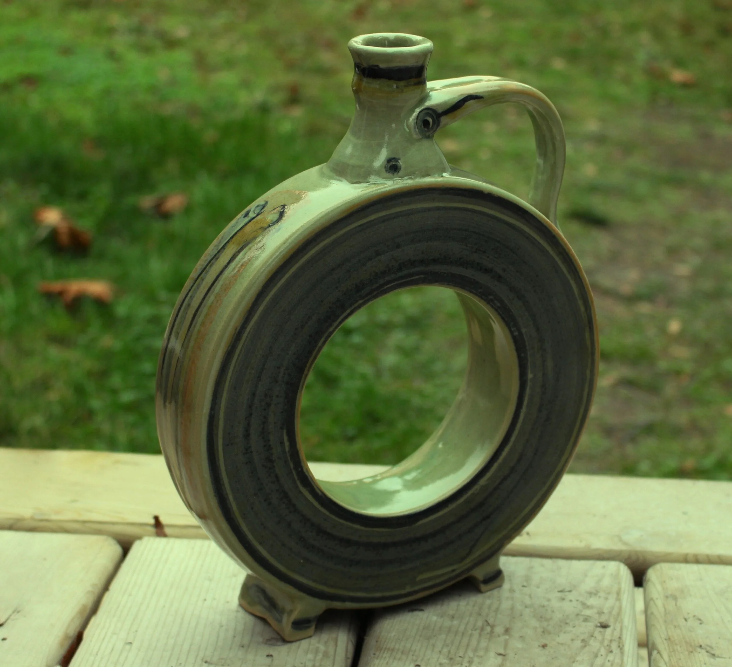 Pottery Harvest Ring Bottle Vase