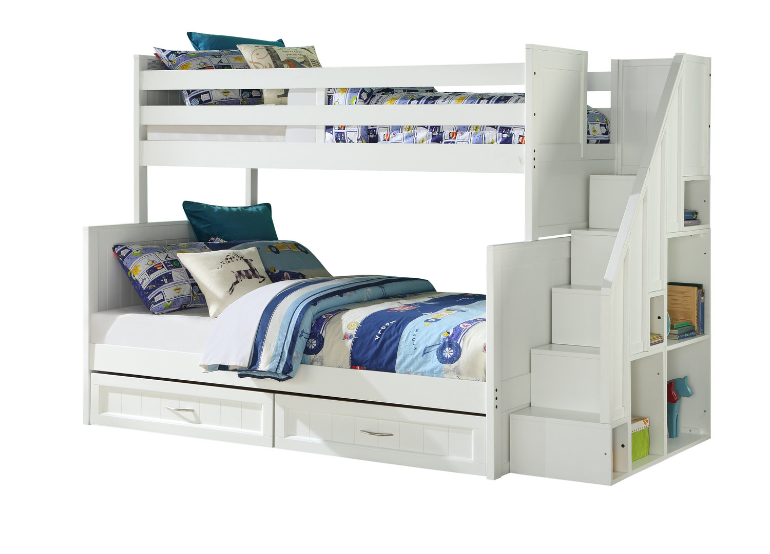 Skyler Twin Over Full Bunk Bed With, Double Over Double Bunk Beds With Stairs